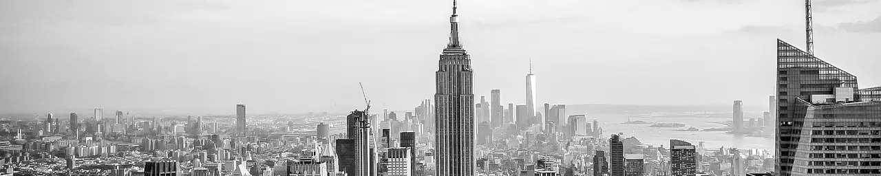 Manhattan skyline in black and white, from Midtown to the Financial District